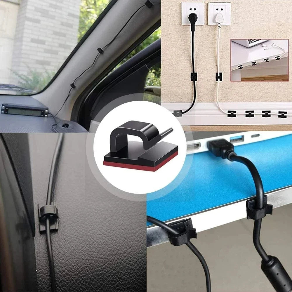 50PCS Cable Organizer Clips Cable Management Wire Manager Cord Holder USB Charging Data Line Bobbin Winder Wall Mounted Hook Vue
