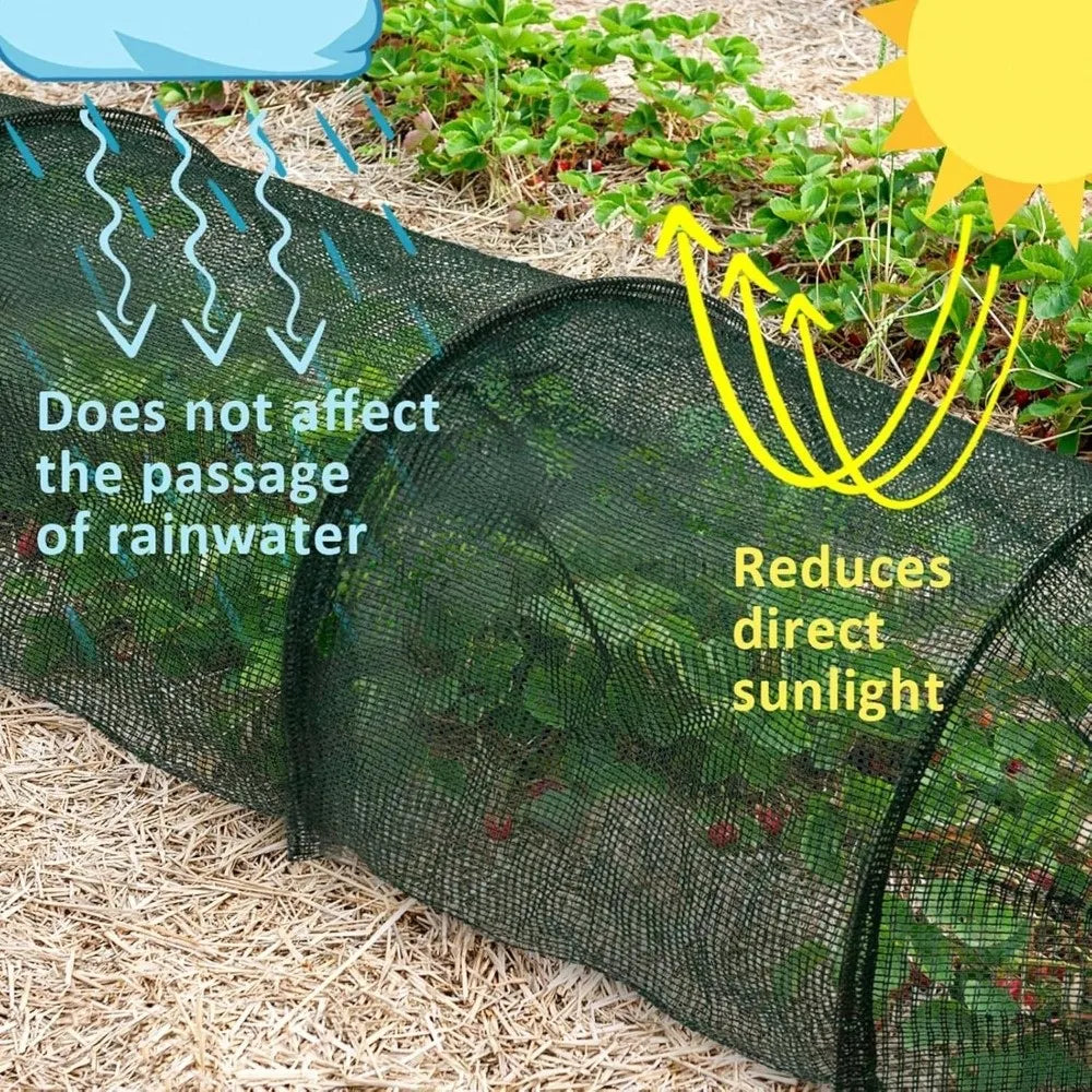 Collapsible Greenhouse Tunnel Green Mesh UV Protection Plant Protective Cover Metal Frame Portable Garden Tunnel Greenhouses Vue