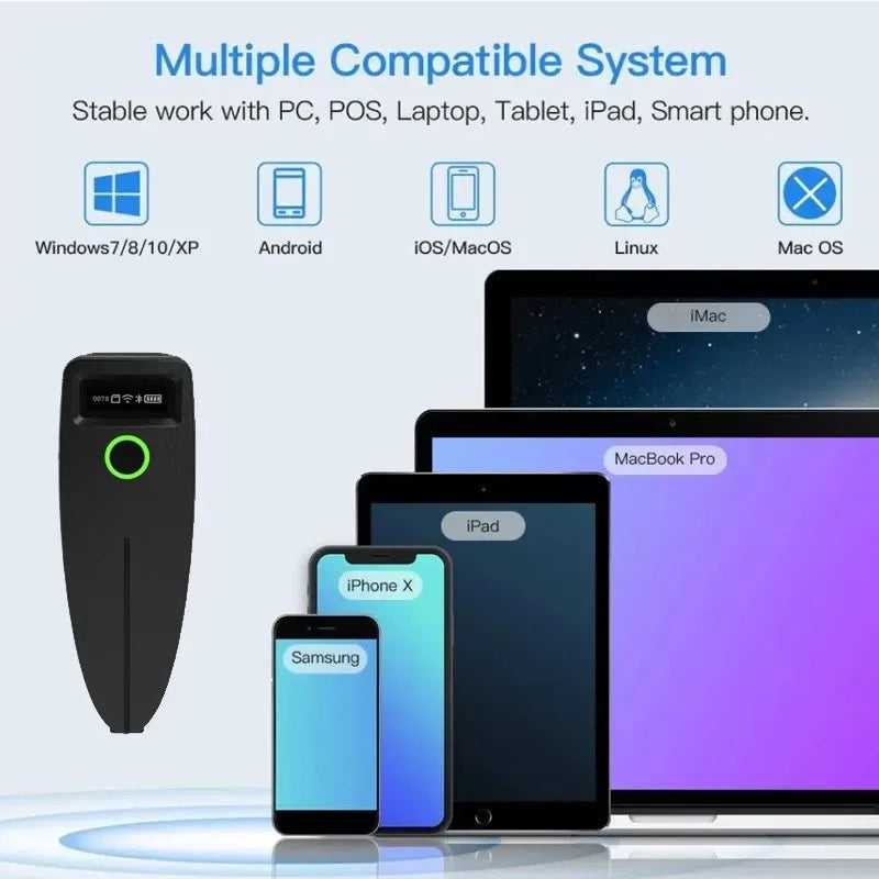 Mini Barcode Scanners USB Wired/Bluetooth/ 2.4G Wireless 1D 2D Scanner QR PDF417 EAN13 Data Matrix Bar Code Reader Vue
