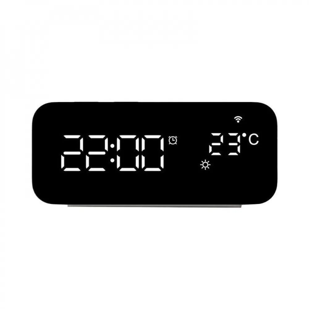 Tuya WiFi Smart Alarm Clock USB Desktop Fast Charging Socket Weather/Temperature Display Alarm Clock Timer App Voice Control Vue
