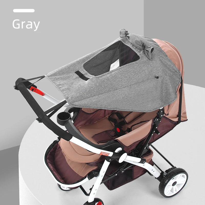 vvocci Baby Stroller Accessories UV Protection Sunshade Carriage Universal Canopy Cover for Prams Infants Car Seat Sun Visor Vue Gray with viewing