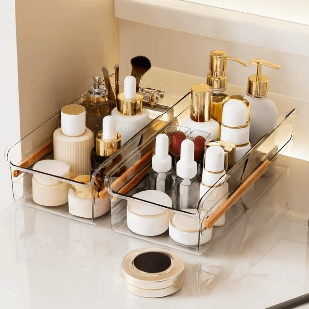 Plastic Retractable Drawer Organizer Right Angle Length Adjustable Extendable Storage Box Space Saving Large Capacity Vue