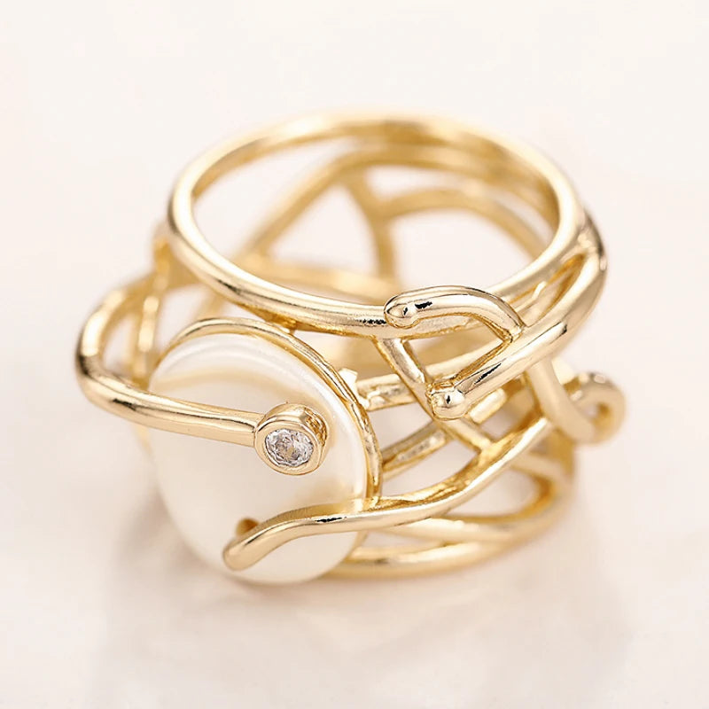 Huitan Cross Ring with Imitation Pearl & Cubic Zirconia | Women Fashion Ring Vue
