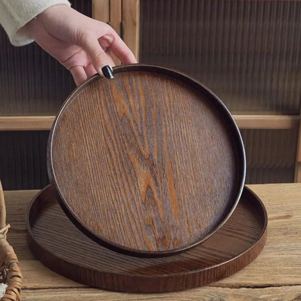 Vintage Round Serving Tray Wooden 21 24 27 30 Wood Platte Dessert