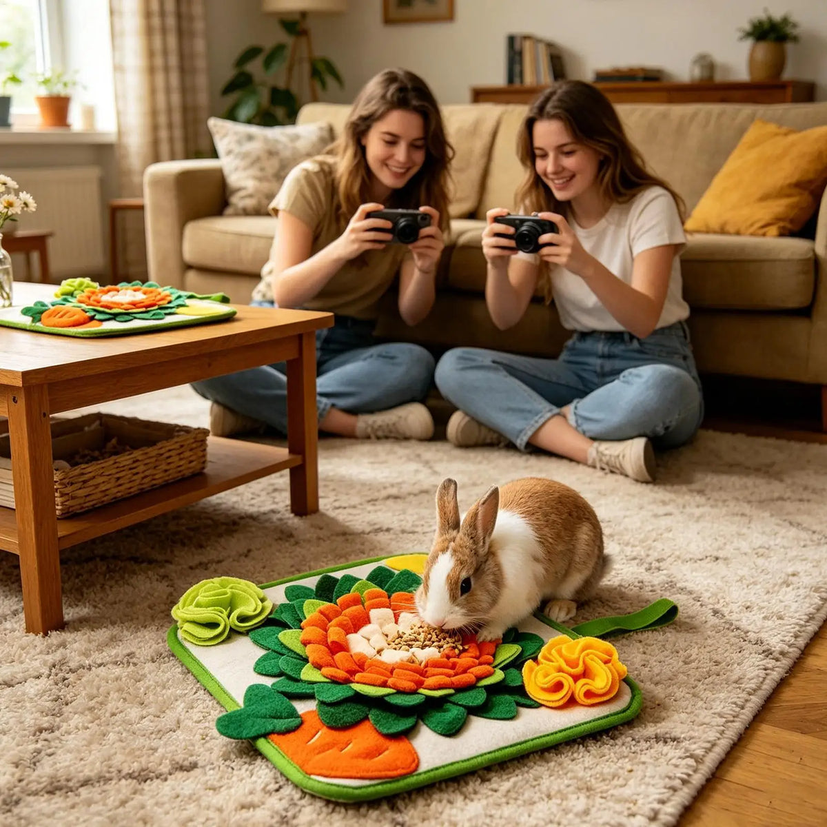 Rabbit Sniffing Pad Mental Stimulating Snuffle Mat for Bunny Cats Hamster Smell Training Toy Home Cage Hutch Playtime Training Vue