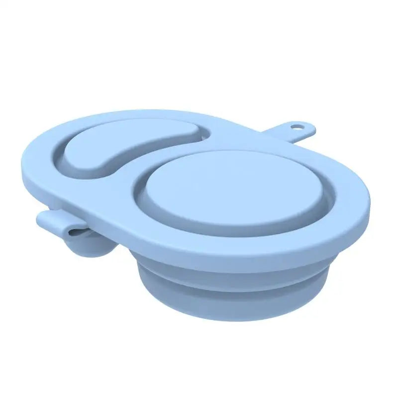 Silicone Snack Containers With Lids Foldable Reusable Snackle Box Containers Double Compartment Condiment Bowls Gadgets〔CC11〕 Vue Blue