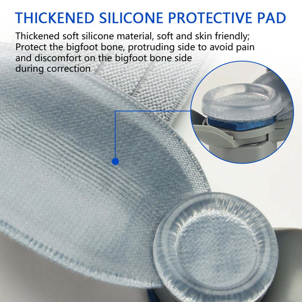 Silicone Foot Pad Adjustable Toe Belt for Bunion Hallux Valgus 180° Rotation with Elastic Straps & Silicone Pad Vue