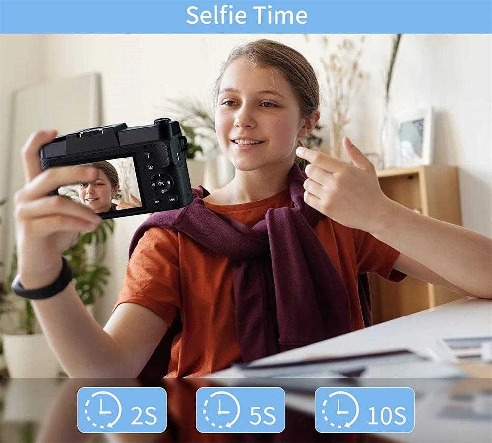 4K Digital Camera 48MP Vlogging YouTube 60FPS Auto Focus 16X Zoom Camcorder Recording Video With LENS Selfie Time Set New Camera Vue