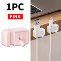 Cable Management Clip For Desk - Simple No-Drill Edge-Mounted Cord Organizer For Charging Cables And Data Wires. Vue Pink