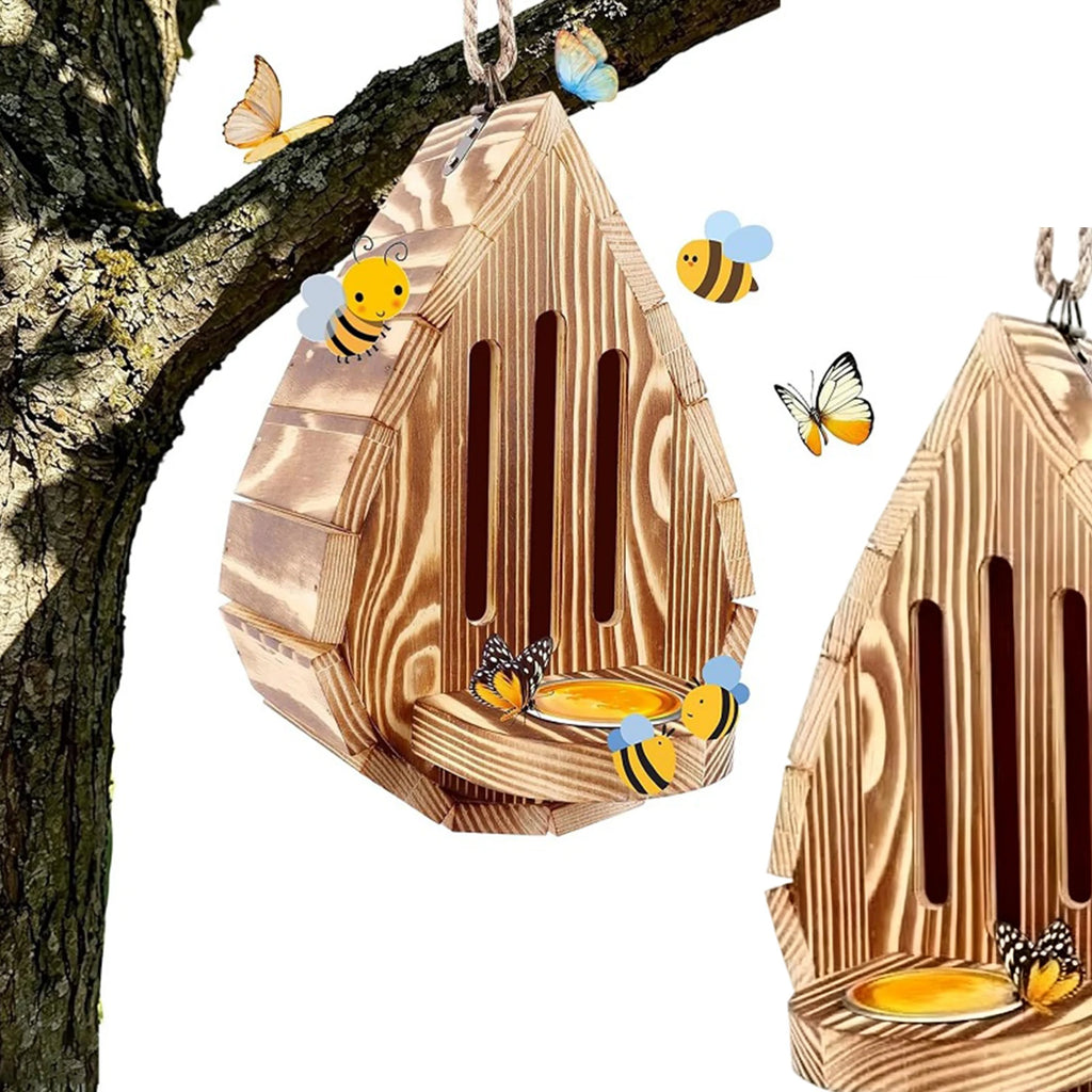 Wooden Teardrop Butterfly House with Feeder & Back Door Butterfly House Vue