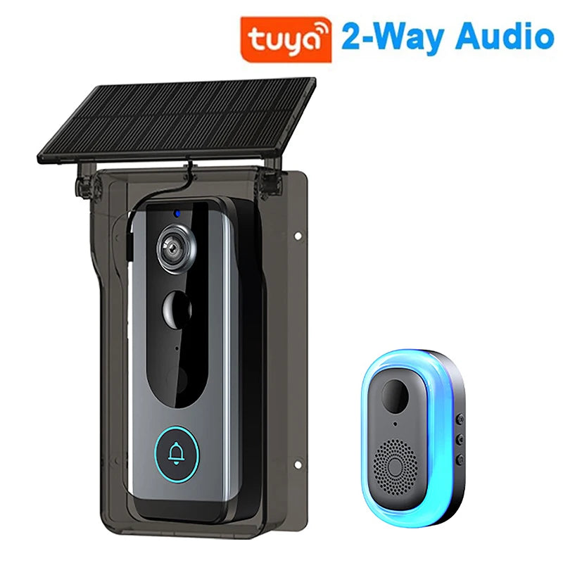 IP65 Tuya Outdoor Wireless Doorbell Solar Cover 1080P Video Intercom 2-way Audio Motion Detection Peephole Door Camera Wifi Bell Vue