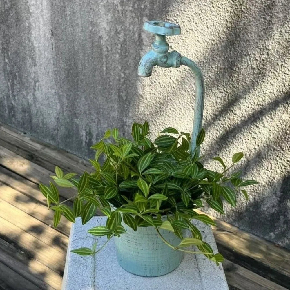 Rustic Metal Faucet Flowerpot Artistic Crack Resistant Retro Vintage Flowerpot Corrosion-Resistant Garden Flower Pot Office Vue