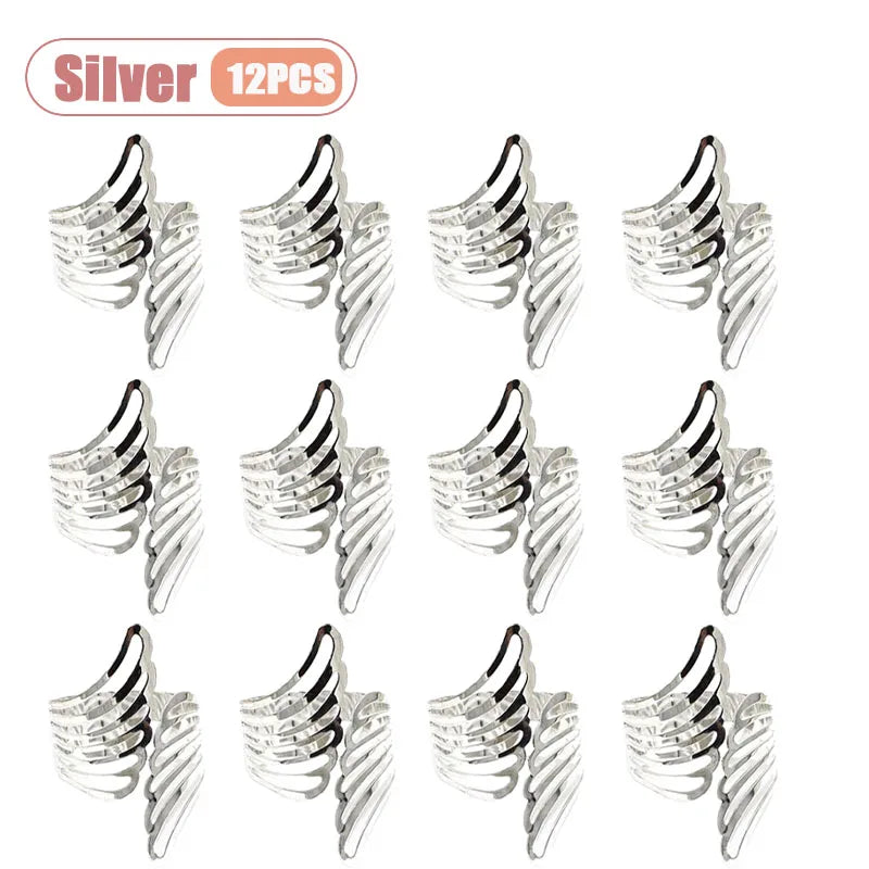 1-24PCS Minimalist Butterfly Wing Napkin Rings Luxury Hotel and Wedding Fine Dining Table Decor Napkin Holders Vue Silver-12PCS
