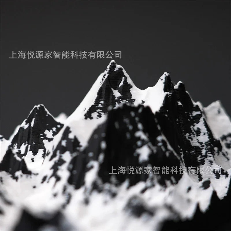 3D Printed Mount Topographic Model Snowy Mountain Desktop Display For Travelers Collectors Photo Prop Christmas Vue