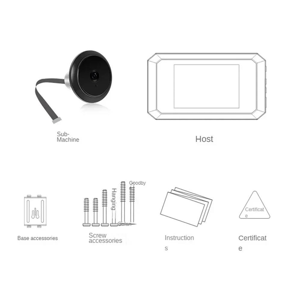 Digital Magic Eye Electronic Viewfinder Night Vision Safety Door Viewer 3.97in LCD Screen Video Digital Door Viewer 1080P Camera Vue