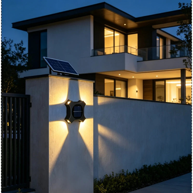 Solar Wall Washer Light, Outdoor Waterproof Wireless Fence Lamp, LED Garden Wall Atmosphere Light for Courtyard Decor Vue