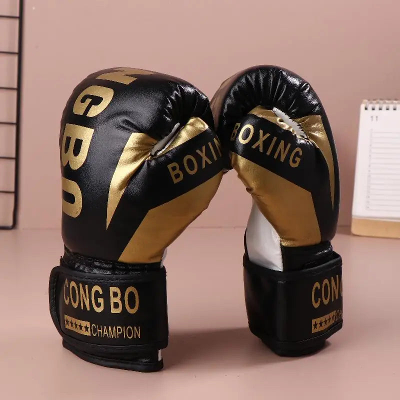 Kids Professional Boxing Training Sparring Gloves PU Leather Vue Black