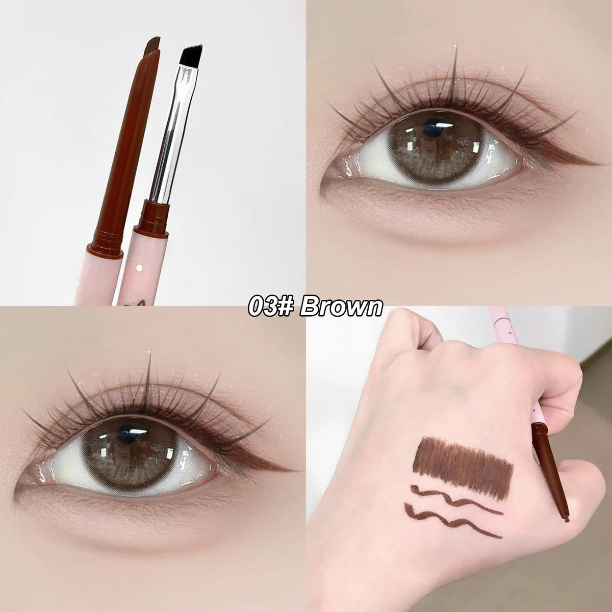 Double-ended Silky Eye Liner Pencil Eyeliner Pen Natural Matte Long-lasting Eyeliner Easy To Color Waterproof Makeup Cosmetics Vue 03 Brown 80mg