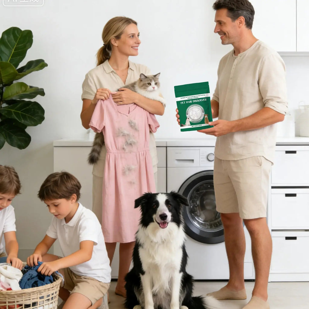 Pet Hair Dissolver Laundry Pods, Safe Fabric Care Sheets for Washing Machine, Effective Cat Dog Hair Remover for Family Home Vue