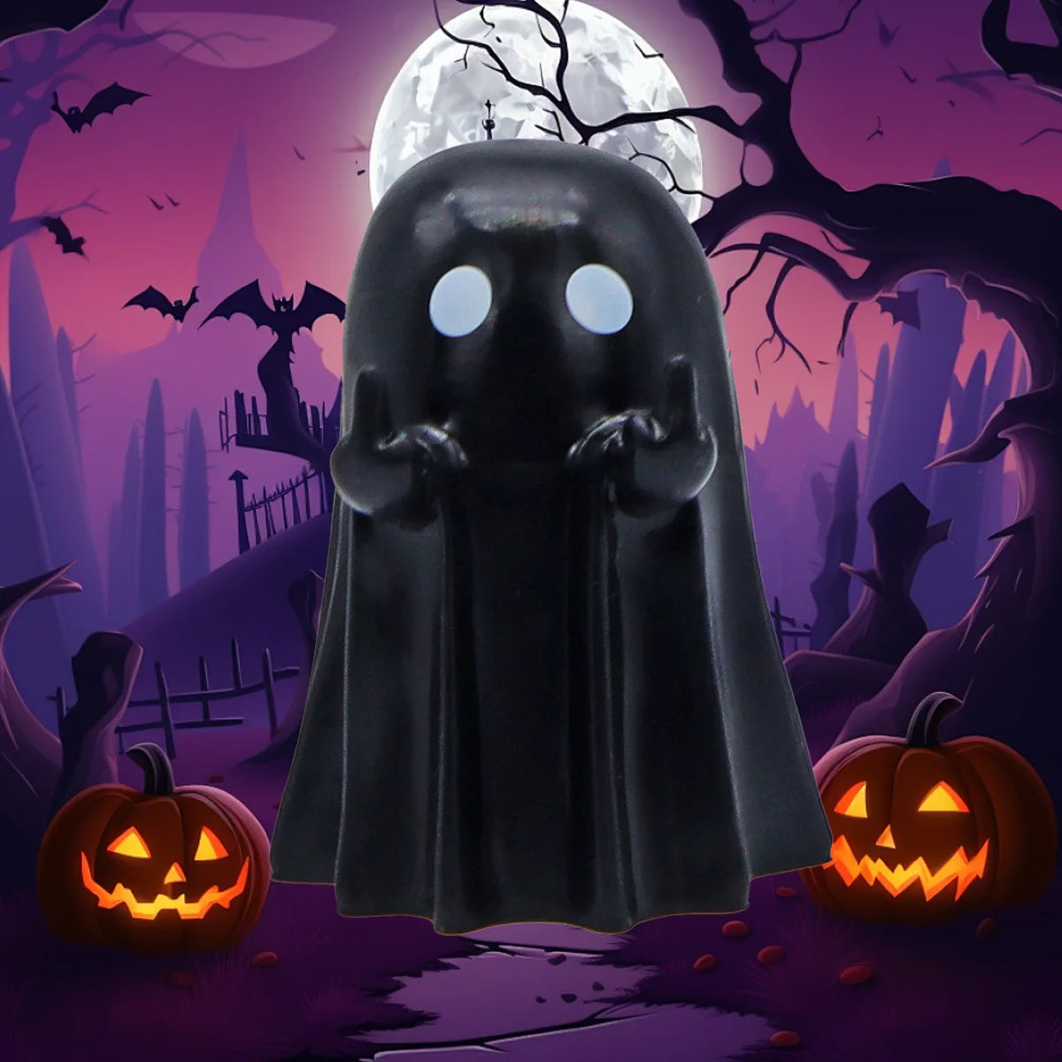 Cute Middle Finger Ghost Statue,Small Halloween Decor for Home,Centerpiece for Coffee Table,Adorable Horror Figure,Shelf Decor Vue
