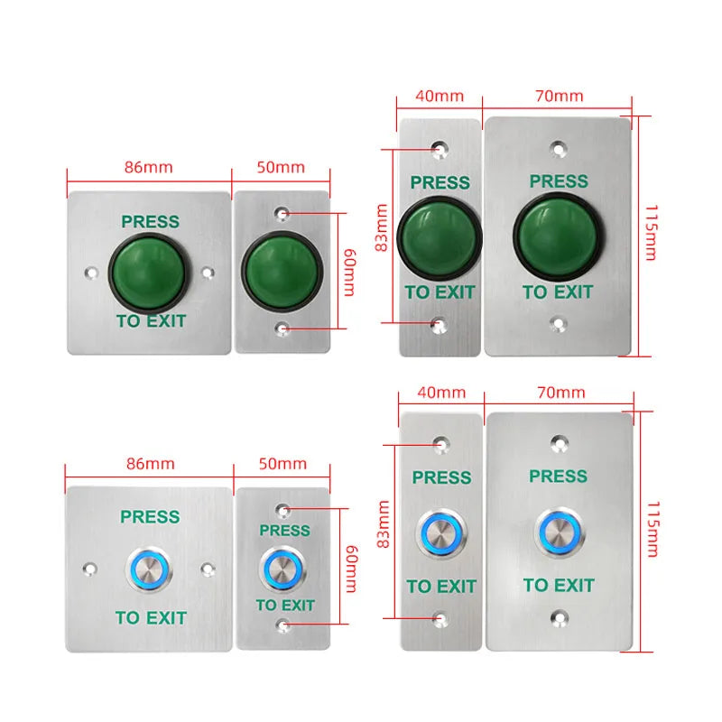 Stainless Steel Door Bell Switch Touch Panel IP67 Waterproof For Access Control Electric Lock Door Exit Push release Button Vue