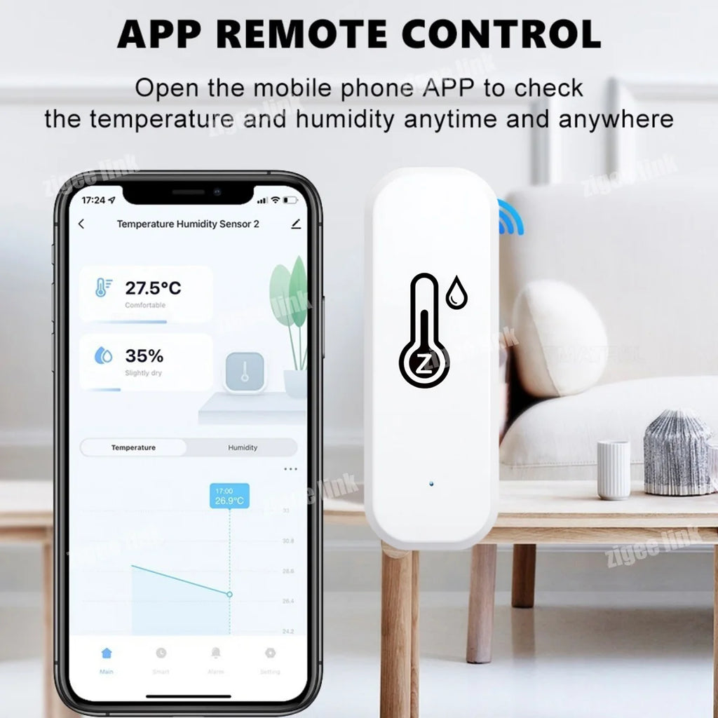 Zigbee Temperature Humidity Sensor Smart Home Indoor Hygrometer Thermometer App Remote Monitor With Smart Life Vue