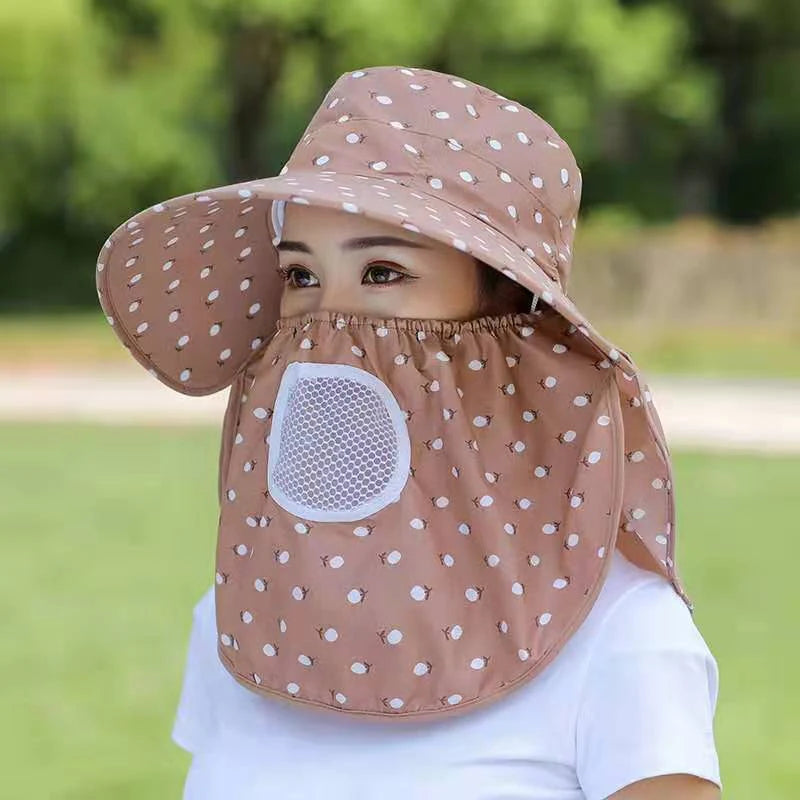 Sun Hat Female Summer Hat Cover Face Breathable Sun Hat All-match Summer Hat with Big Rim Anti-ultraviolet Cycling Sunhat Vue Coffee
