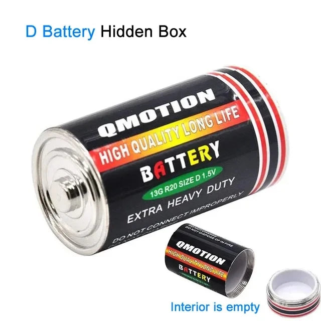 Portable Dry Cell Battery Hidden Storage Compartment Travel Diversion Stash Safe For Discreet Hide and Store Money Cash Ring Key Vue D Battery