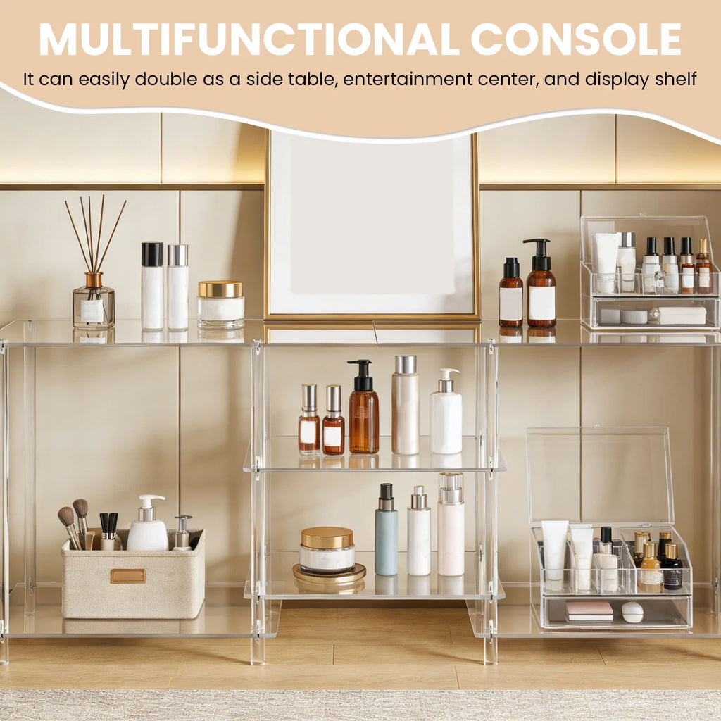 APWIKOGER 55" Clear Acrylic TV Stand for TVs Up To 60 Inch Acrylic TV Stand Vue