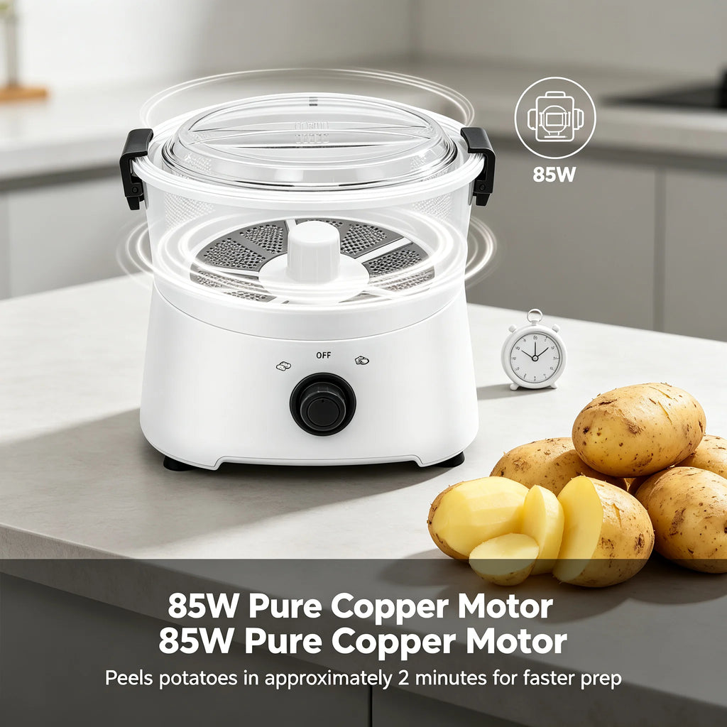 Electric Potato Peeler & Vegetable Spinner – 85W, 1.76 lb Electric Vegetable Peeler Vue