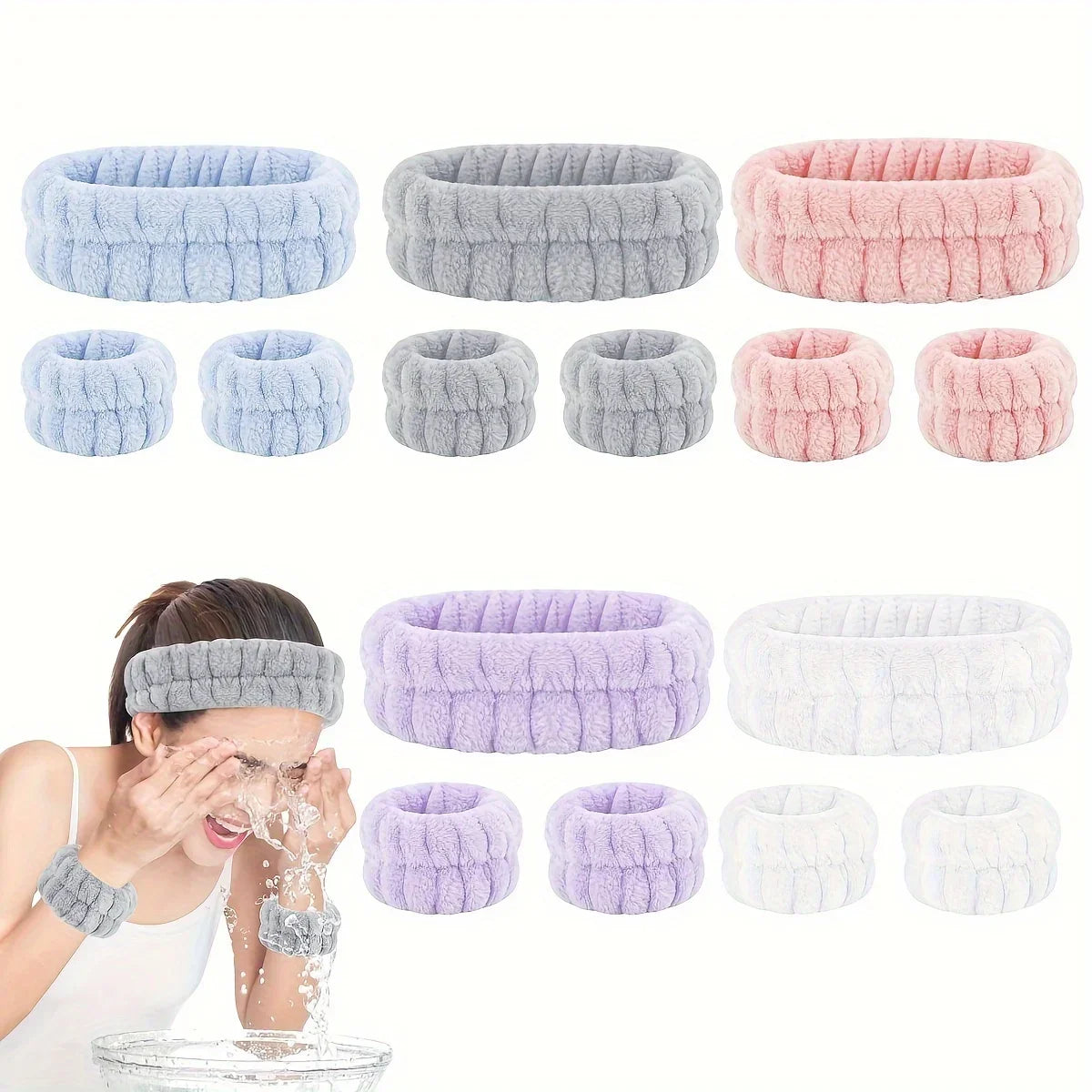 vvocci Towel Wristbands Washband Scrunchies Headband Wrist Cuffs For Women Girls For Washing Face, Hair Headband Face Wash Vue