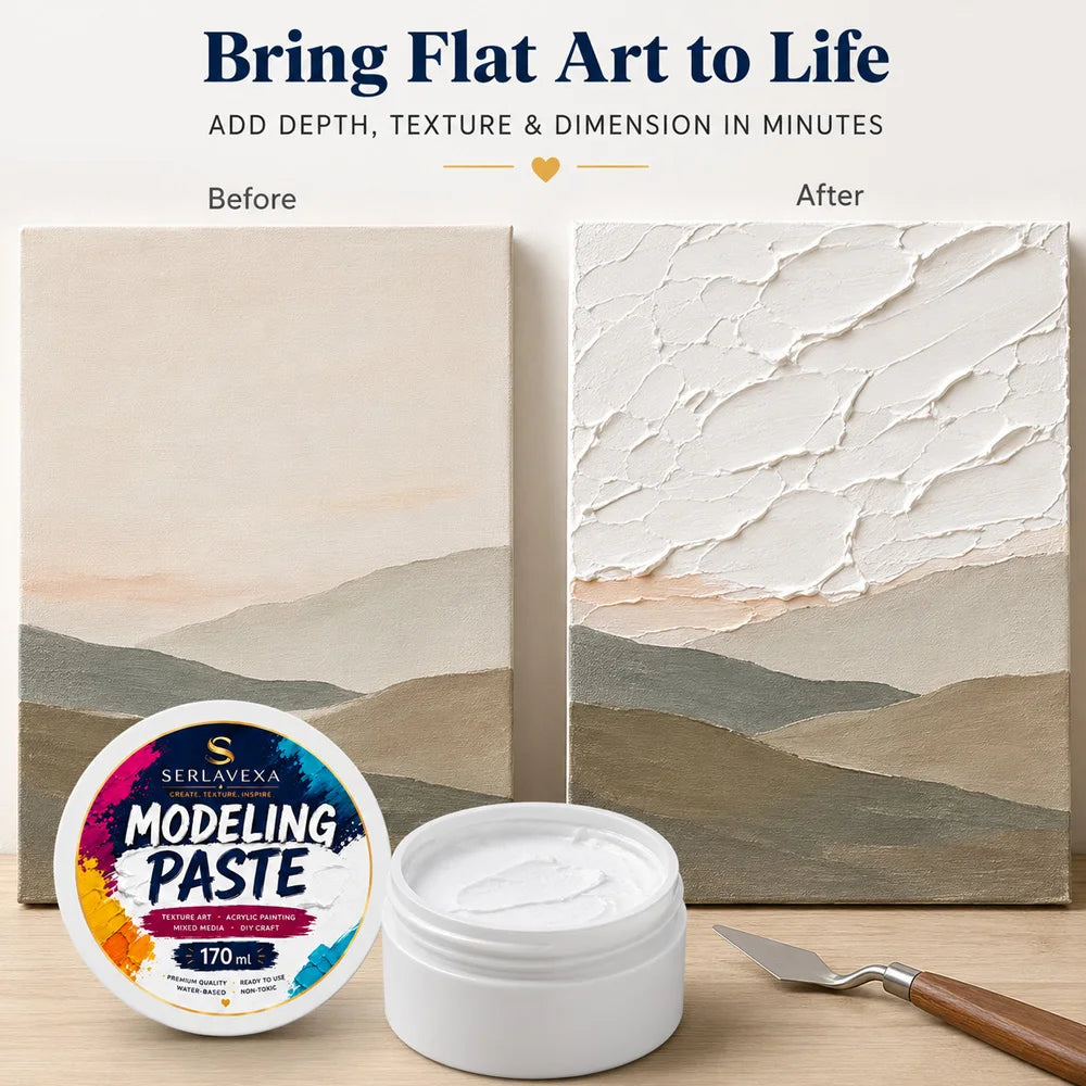 Acrylic Modeling Paste 170ml White Texture Gel for Canvas Painting Mixed Media Art Craft with Palette Knife DIY Supplies Set Vue