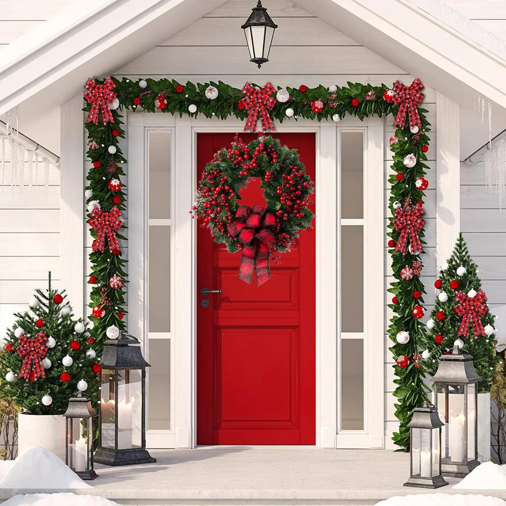 Realistic Christmas Wreath – Faux Flowers, Indoor & Outdoor Christmas Wreath Vue