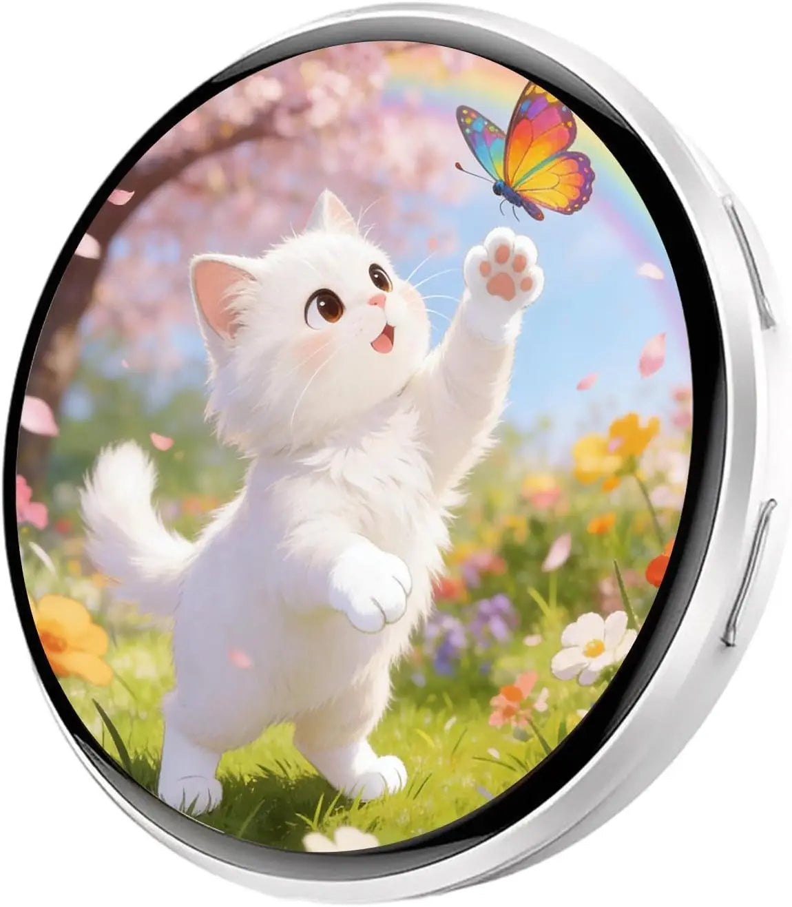 Electronic Badge 1.7 Inch Touch Screen HD Display Screen LED Button with Video Playback for Cosplay Backpack Bag Door Jewelry Vue WHITE