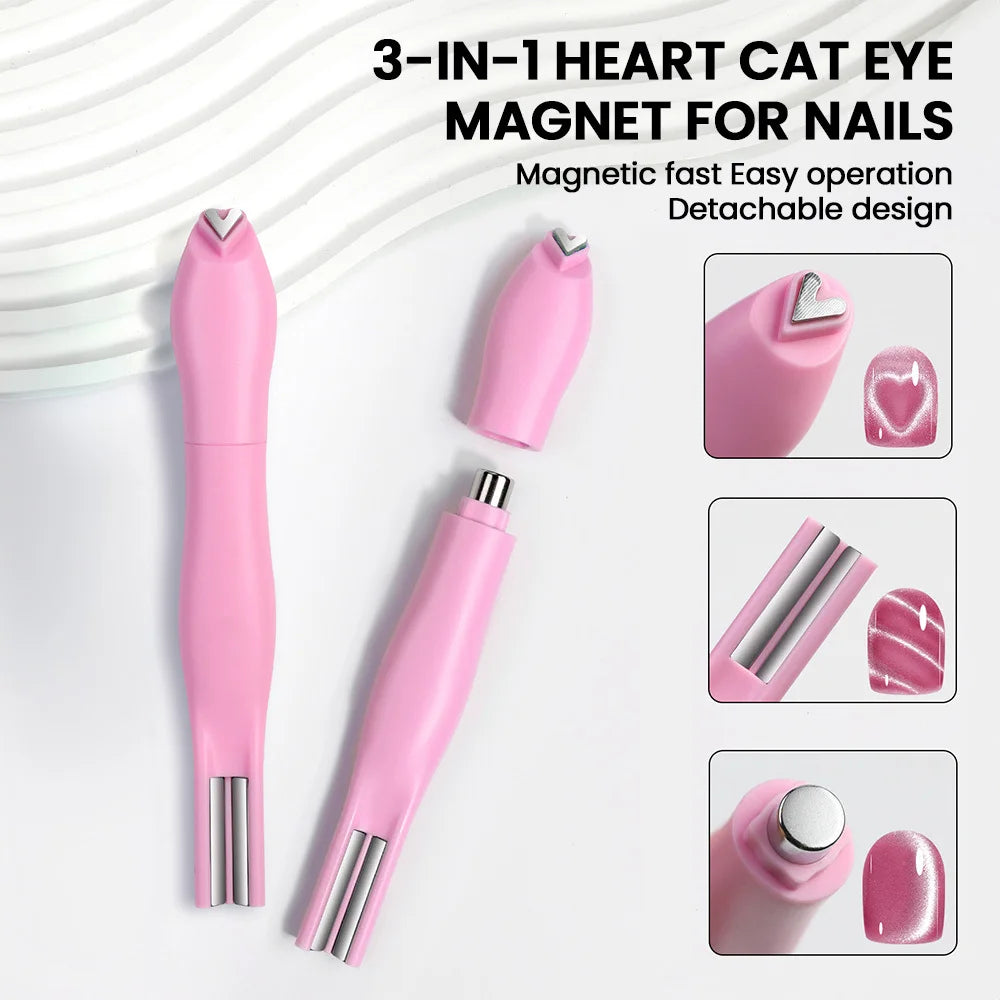 Snake Heart Magnet, Y-Shaped Dual Head Cat Eye Gel Nail Polish Magnet, Heart Shape Cat Eye Magnetic Vue