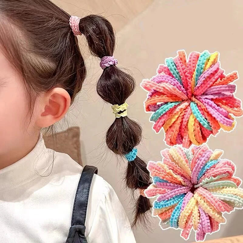 50pcs Girls Candy Color Hair Ties Elastic Hair Band Baby Cute Trendy Comfortable Headwear Hair Ties Kid Hair Accessories Vue