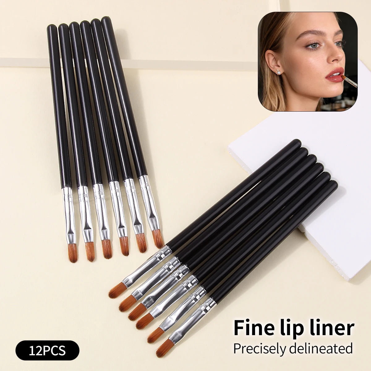 12-Piece Professional Lip Makeup Brush Set - Soft and Precise for Shaping Lips. Multi-Functional Beginner Beauty Tools. Vue