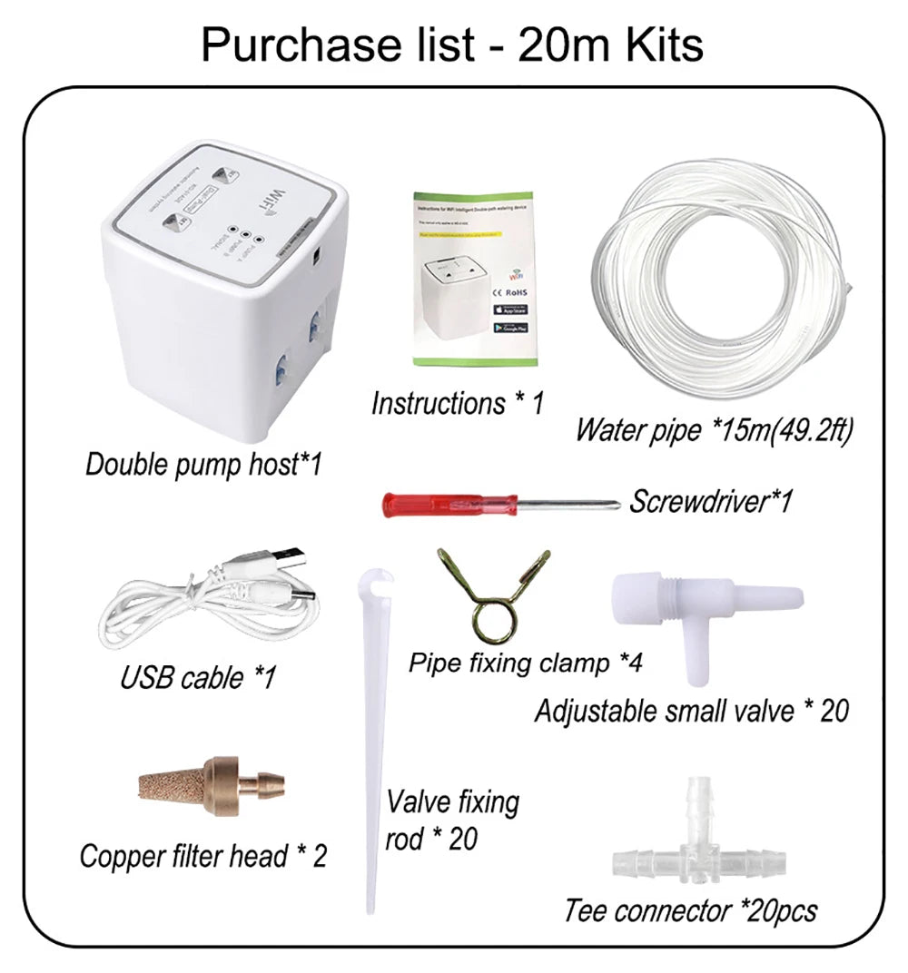 Smart APP Remote Control Auto Double Pump Watering Device Sprinklers System Balcony Flower Irrigation Garden Indoor Cultivation Vue YK-6327