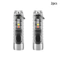 Multi-function Mini EDC LED Flashlight Portable Keychain Light MagneticTorch USB Rechargeable Uv Lamp Emergency Camping Lantern Vue 2pcs