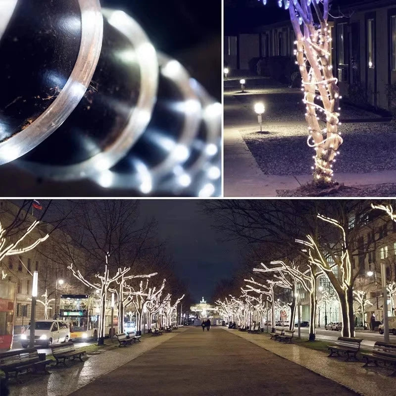 Solar LED Tube Rope Fairy String Lights Waterproof Outdoor Lamp For Garden Patio Wedding Christmas Holiday Home Party Decoration Vue