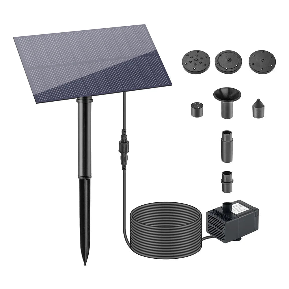 5W 5V Fountain Panel Pump Garden Decoration with Stake Solar Panel Water Pump Watering System Energy Saving Kits for Fish Tank Vue black
