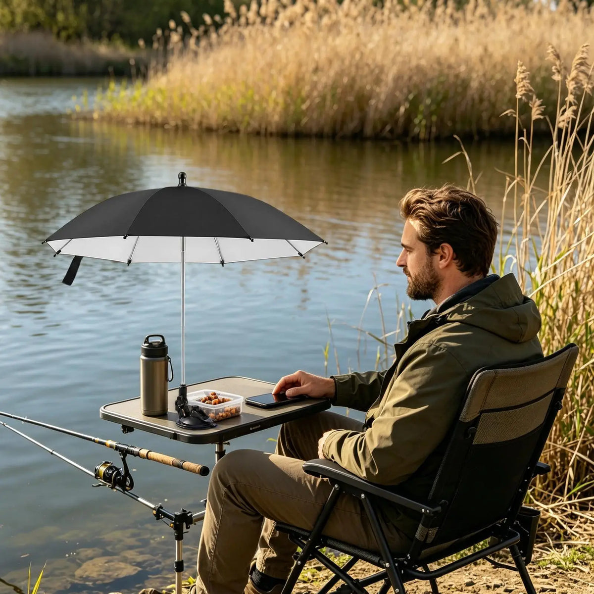 Table Top Umbrella w/Suction Cup Base, Portable Adjustable Sun Shade for Drinks, UV Protection Mini Parasol for Beach Patio Trip Vue