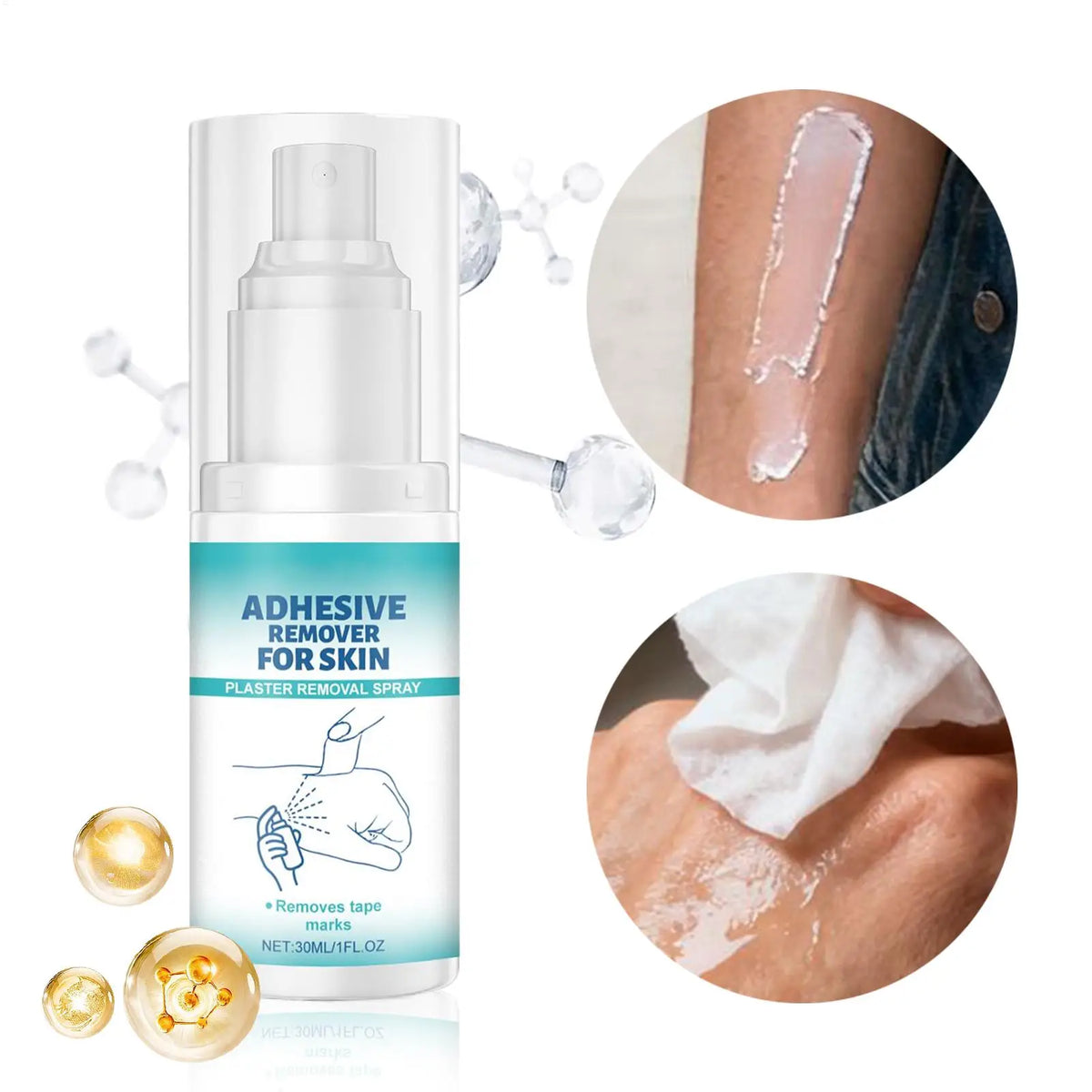 Adhesive Remover Spray 50ml Soothing No Sting Moisturizing Tape Adhesive Remover Liquid for Women Men Adults Sticker Clothing Vue