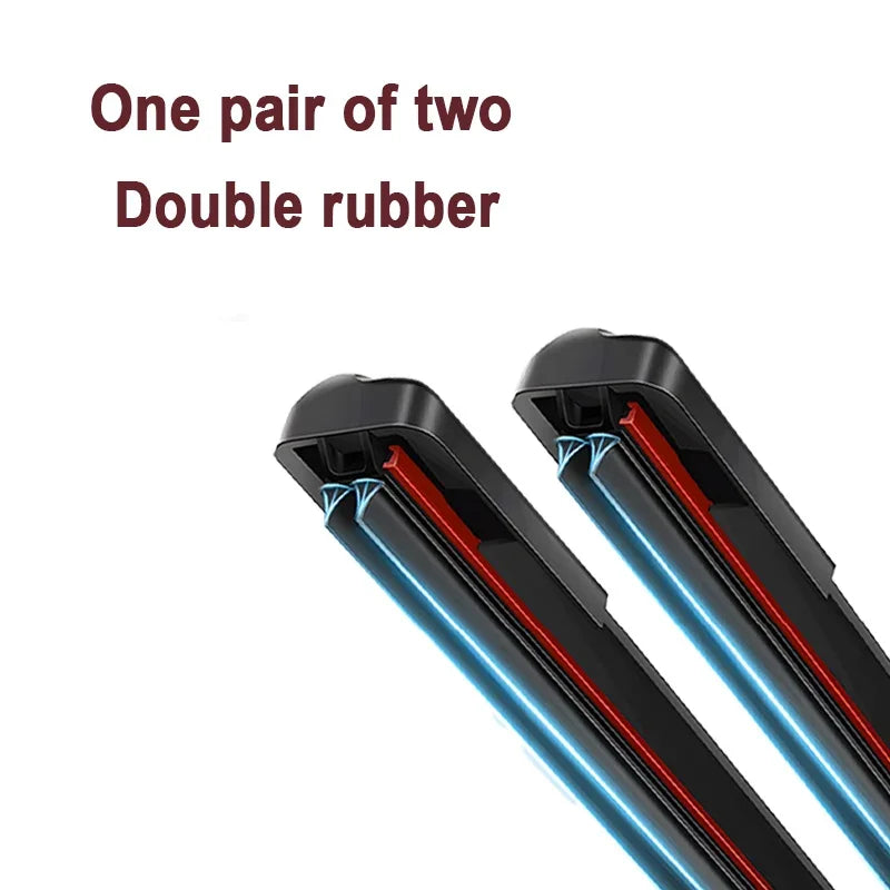Double Rubber Strip Wiper For BMW 5 Series F10 F11 F07 2010~2017 Boneless Frameless Front Wiper Blades Brushe Auto Accessories Vue Double rubber LHD