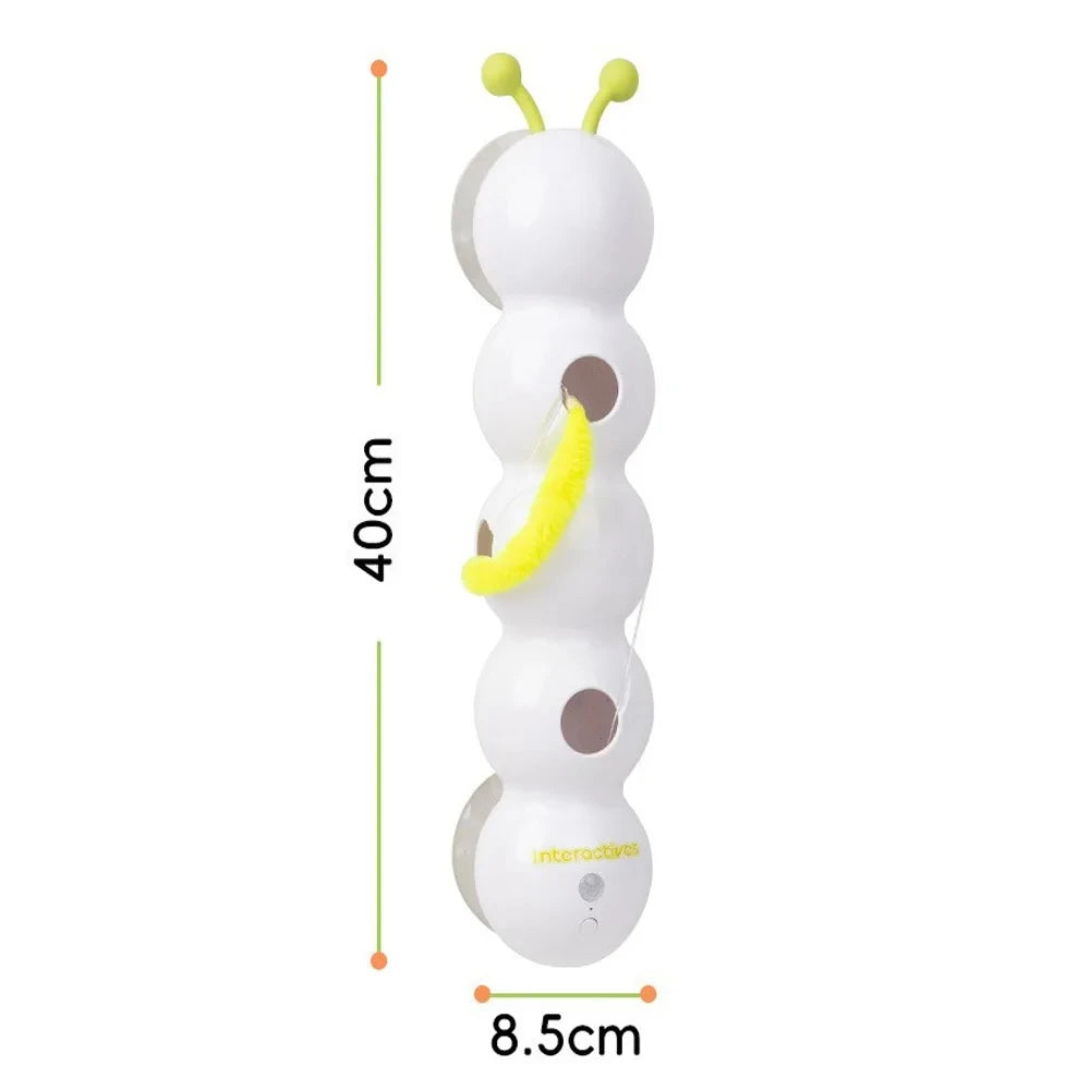 Caterpillar Interactive Cat Toy Motion Activated Wack A Worm Post Toy Rechargeable Automatic Teasing Cat Toy with Tail for Cats Vue