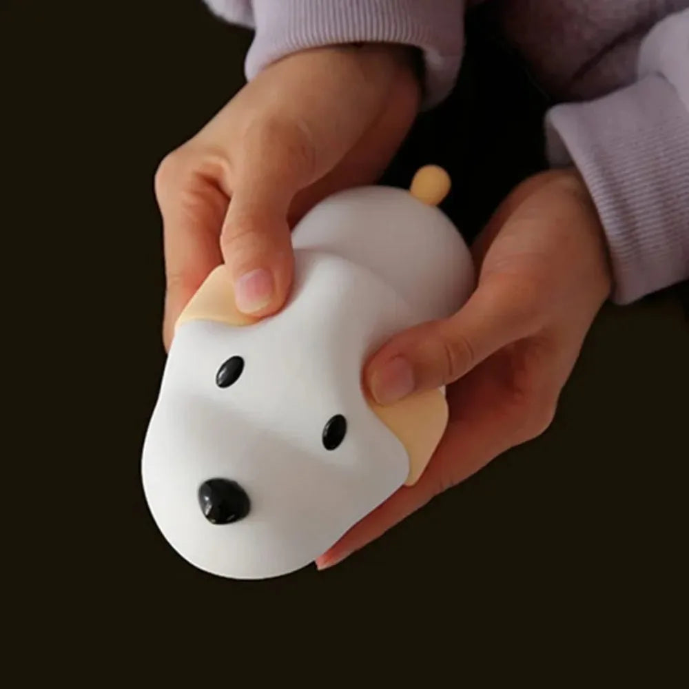 Mood Light Silicone Papa Puppy Night Lamp USB Rechargeable Dimmable Puppy Night Light Soft Cute Animal Lamp Home Vue