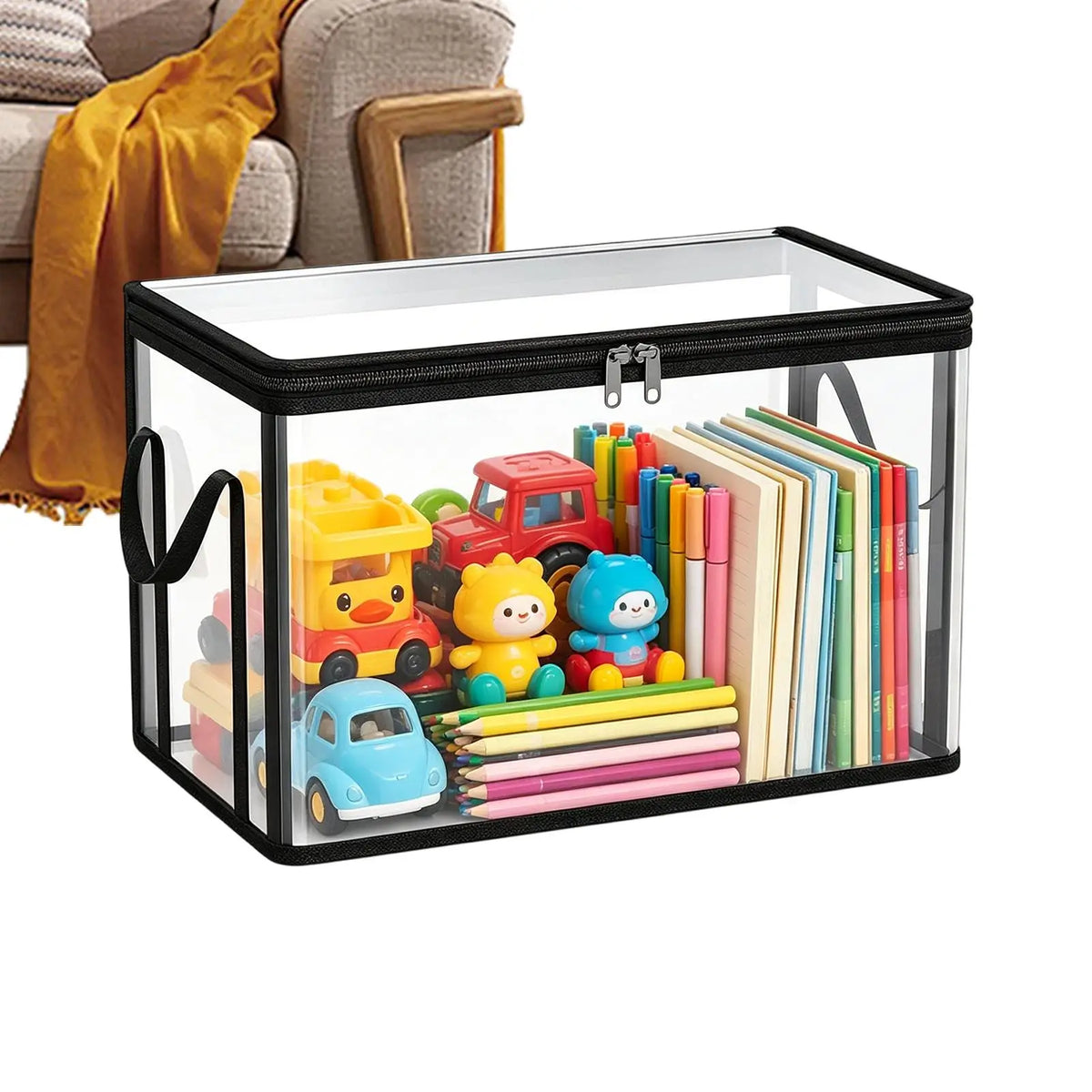 Classroom Storage Bins with Handles & Lids Moving Book Storage Box Multi-Purpose Organizer for Toys Snacks Bedding Clothes Home Vue