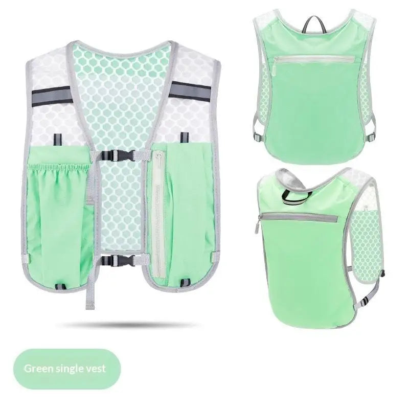 Running Water Bottle Storage Vest Lightweight Reflective Hydration Vue Green