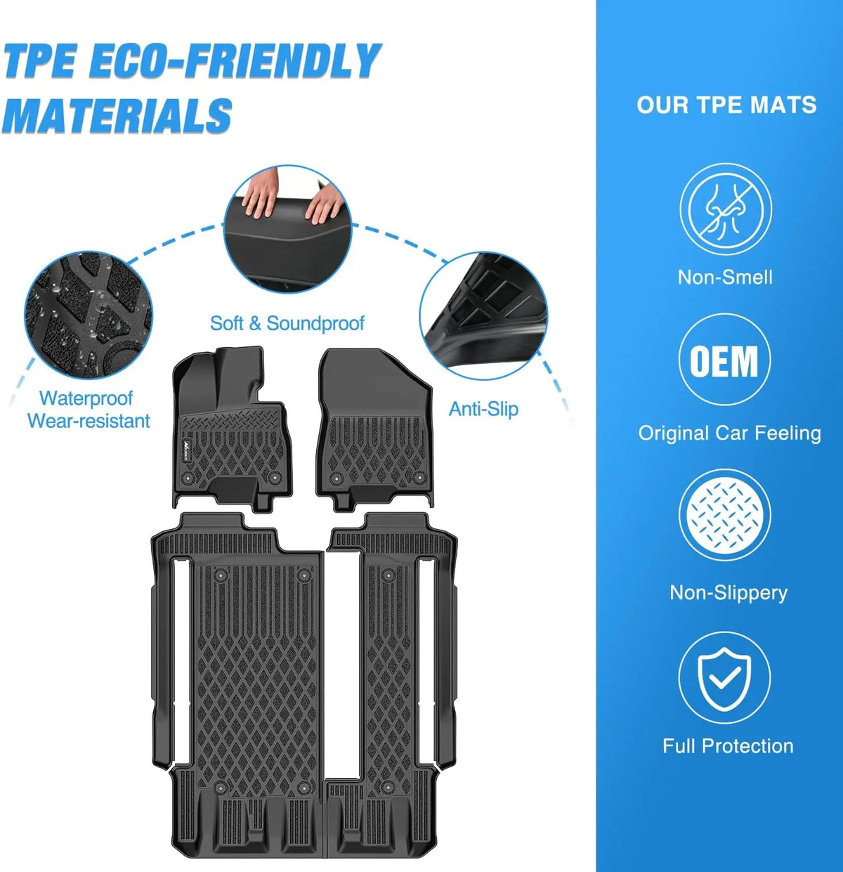 Nilight Custom Fit TPE Floor Mats All Weather Waterproof Heavy Duty Car Floor Liners for Toyota Sienna 2013-2020 7 Passenger & 2021-2024 8 Passenger, Anti-Slip Interior Protection Auto Accessories Vue