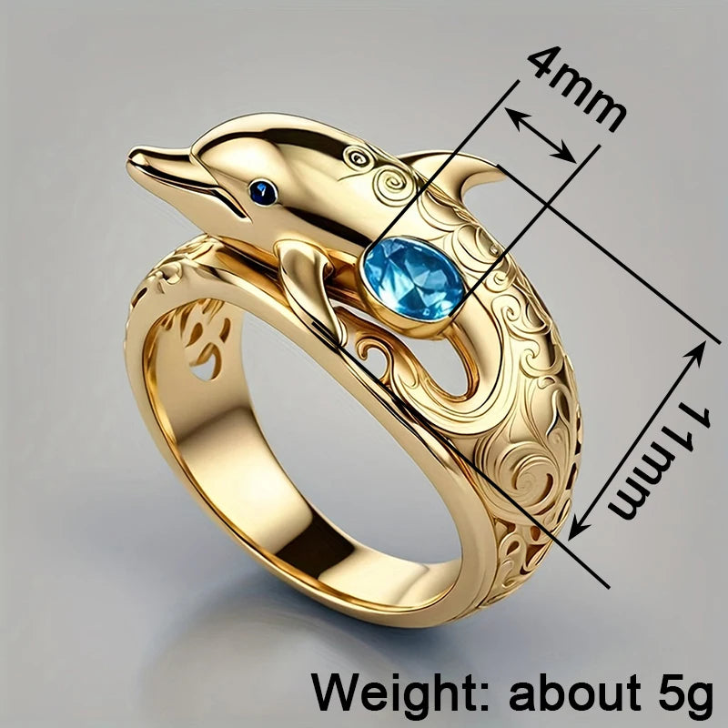 Huitan Dolphin Ring for Women | Cubic Zirconia Fashion Ring Fashion Ring Vue